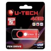 PENDRIVE 4GB MD 501 PD4 VERMELHO E PRETO - U-TECH